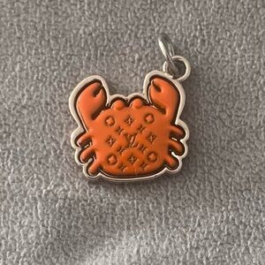 Vibrant  Upcycled  Orange  and Silver Crab Pendant